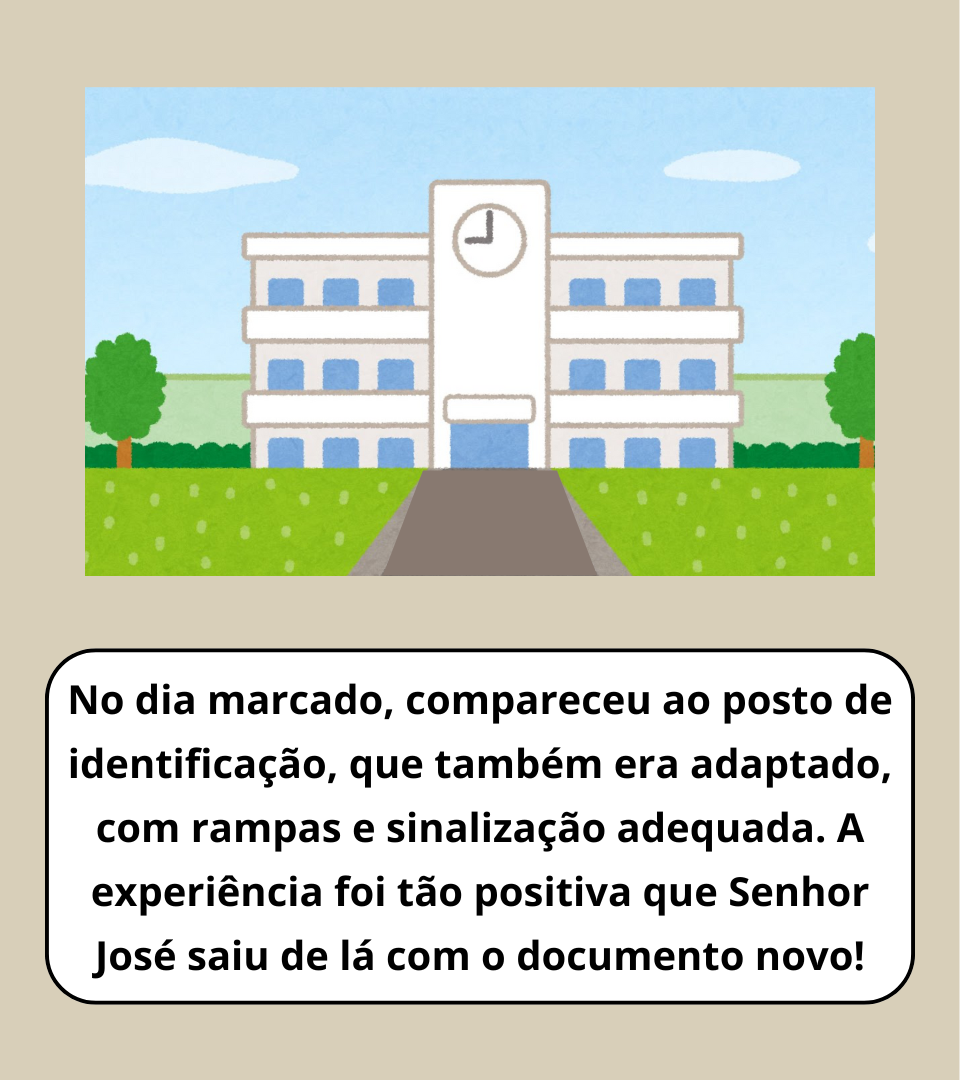 No dia marcado, compareceu ao posto de identificação, que também era adaptado, com rampas e sinalização adequada. A experiênc